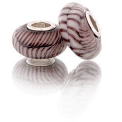 Designer Inspired Stylish Kali Colored Glass Bead Solid Silver Core Brown And White Fishbone- Style. Add Beads To Create Original Kali Bracelet.