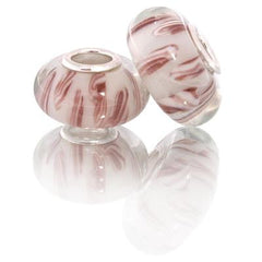 Designer Inspired Stylish Kali Colored Glass Bead, Solid Silver Core Maroon And White Swirl. Add Beads To Create Original Kali Bracelet.