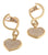 Adorable 18K Yellow Gold Diamond Heart Hanging Earrings. Matching Bracelet Available.