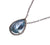 Stunning 18K White Gold Necklace With Light Blue Teardrop Shaped Pendant With Diamonds Around