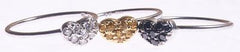 Stunning 18K White Gold Triple Heart Shaped Stackable Ring With Black Sapphire Diamond And Yellow Sapphire Stone Face Rings