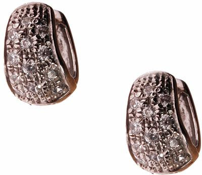 14K White Gold Huggy Style Earrings With Cz