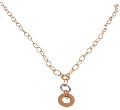 Beautiful Yellow Gold 18K & Diamonds Circle Link Necklace