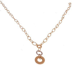 Beautiful Yellow Gold 18K & Diamonds Circle Link Necklace