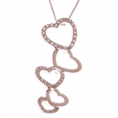 Adorable 14K White Gold Slide Pendant Necklace. This Pendant Has 5 Heart Shapes Hanging Each One Smaller Then The Next. There Are Diamonds In Three Of The Hearts.