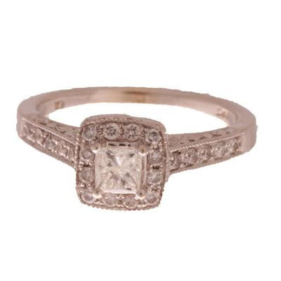 Dazzling 14K White Gold Princess Cut Diamond Engagement Ring Set Size 6.
