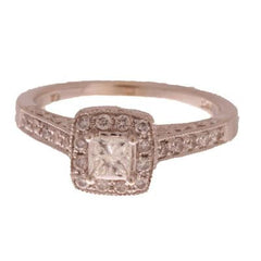Dazzling 14K White Gold Princess Cut Diamond Engagement Ring Set Size 6.