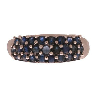Dainty 10K White Gold Ring With Triple Face Of Sapphires Size 6.5