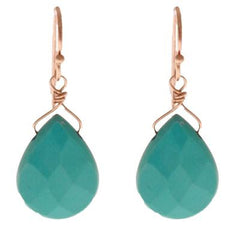 Trendy 14K Yellow Gold Pear Shaped Turquoise Dangling Earrings.