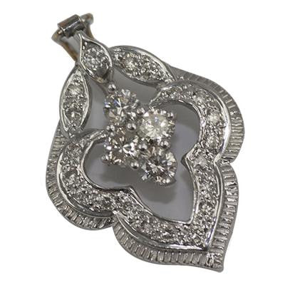 Stunning 14K White Gold Diamond Pearl Enhancer Flower Shape
