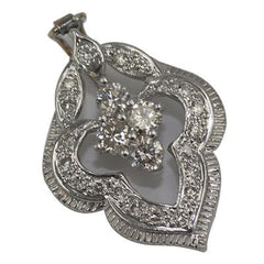 Stunning 14K White Gold Diamond Pearl Enhancer Flower Shape