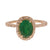 Dainty 14K Yellow Gold Ring With Emerald Stone Oval Shaped Face And Diamonds Around And On Both Sides Of Band Size 5.