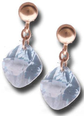 Beautiful 14K Yellow Gold Dangling Blue Square Stone Earrings.