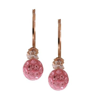 Adorable Pink Crystal With Cz Safety Back 14K Earrings