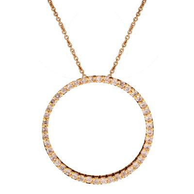 Stylish Sterling Silver With 14K Gold Overlay Clear Cz Circle Of Life Pendant. Comes With A 16 Inch Chain.
