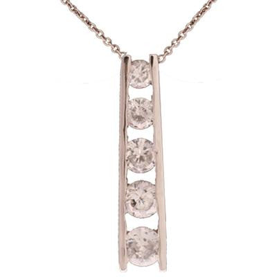 Stunning Sterling Silver Pendant. Beautiful Clear Cz Ladder Journey Design. Rhodium Plated To Prevent Tarnishing. Comes With A 16 Inch Chain. This Pendant Is Perfect For Any Bride And Can Enhance Every Occa