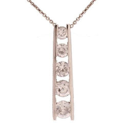 Stunning Sterling Silver Pendant. Beautiful Clear Cz Ladder Journey Design. Rhodium Plated To Prevent Tarnishing. Comes With A 16 Inch Chain. This Pendant Is Perfect For Any Bride And Can Enhance Every Occa
