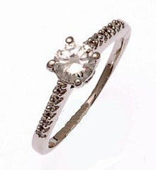 Beautiful Engagement Style Ring With Cubic Zirconia'S. Rhodium Plated To Prevent Tarnishing. This Ring Will Enhance Any Occasion And Is Perfect For Every Bride.