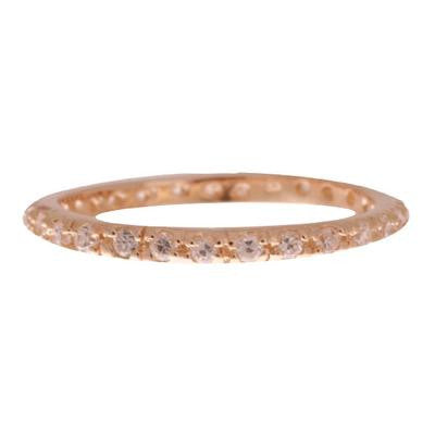 Dainty Sterling Silver With 14K Yellow Gold Overlay Cz Eternity Band Style Ring Size 6.