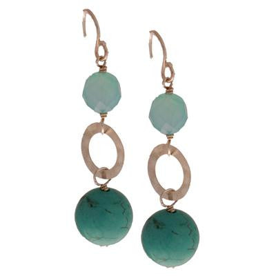 Turquoise And Blue Stone Hanging Earring