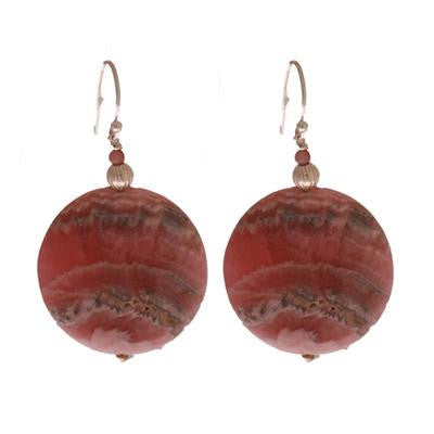 Pink Circle Stone Hanging Earring