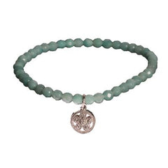 Trendy Amagonite Beaded Style Bracelet. The Bracelet Contains A Sterling Silver Circle Shaped Cz Flower Design Charm Hanging. This Bracelet Can Be Worn With Various Fashion Colors And Charms From This Collect