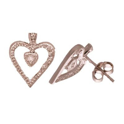 Trendy Sterling Silver Cz Heart Shaped Cut Cz Stud Style Earrings. These Earrings Are Sure To Add Flair To Your Wardrobe.