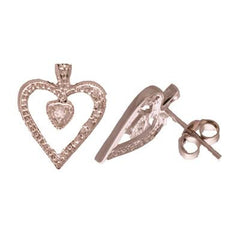 Trendy Sterling Silver Cz Heart Shaped Cut Cz Stud Style Earrings. These Earrings Are Sure To Add Flair To Your Wardrobe.
