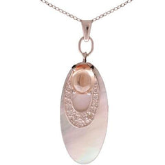 Trendy Sterling Silver Oval Shaped Simulated Pearl Flat Pendant With .05Ct X 15 Round Clear Cubic Zirconium Stones And 3Ct Oval Shaped Champagne Stone Set In Four Prong Setting.