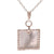 Trendy Sterling Silver With Rhodium Overlay Square Shaped Simulated Pearl Flat Pendant With A Border Of .002Ct X 33 Round Clear Cubic Zirocnia Stone Around.