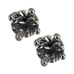 Stunning Round Diamond Studs Sterling Silver 4 Mm