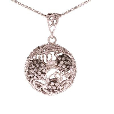 Dazzling Sterling Silver With Rhodium Overlay Raised Circle Shape Pendant Style Necklace. This Necklace Has 3 Black Rhodium Circles On It With Clear Round Cz Stones. Behind The Circles There Is A Cut Out Sw