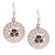 Dazzling Sterling Silver With Rhodium Overlay Hanging Earrings. These Earrings Contain A Carved Out Zig Zag Design Going Around The Edge Of The Circle. In The Center Of The Circle There Are Three Black Rhod