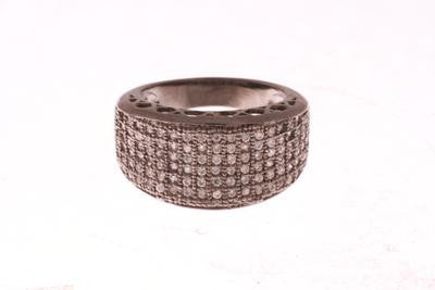 Stunning Sterling Silver Micro Pave Style Black Rhodium Cubic Zirconium Ring Size 6.