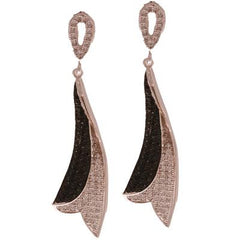 Dainty Sterling Silver With Rhodium And Black Rhodium Overlay Micro Pave Style Dangling Earrings.