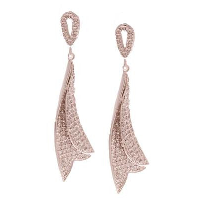 Stunning Sterling Silver With Rhodium Overlay Micro Pave Style Dangling Earrings.