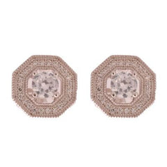 Dazzling Sterling Silver With Rhodium Overlay Micro Pave Style Stud Earrings With Cubic Zirconium