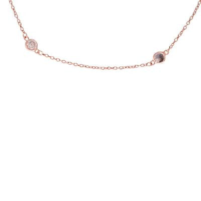 Dainty Sterling Silver With Rose Gold Overlay Diamonds By The Yard 16 Inch Necklace With 2 Inch Extender.