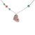 Dainty Sterling Silver With Rhodium Overlay 16 Inch Necklace With 1 Inch Extender. Necklace Contains A Flat Hammered Heart And Turquoise And Coral Stones Around.