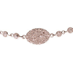 Dainty Sterling Silver With Rhodium Overlay 7.25 Inch Bracelet. The Bracelet Contains An Oval Shaped Center Piece With Clear Cubic Zirconium Stones.