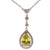 Stylish Brass With Rhodium Overlay Drop Style 16 Inch Necklace With 2 Inch Extender. The Necklace Contains Clear Cz Stones Along Chain And Has A Pear Shaped Apple Green Stone Hanging.