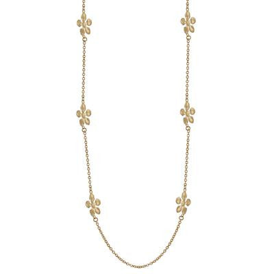 Dainty Sterling Silver With Yellow Gold Overlay 36 Inch Flower Shaped Linked Style Necklace.