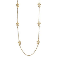 Dainty Sterling Silver With Yellow Gold Overlay 36 Inch Flower Shaped Linked Style Necklace.