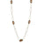 Trendy Sterling Silver With Yellow Gold Overlay Oval Like Shaped Linked 36 Inch Champagne Stone Necklace.