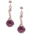 Dainty Sterling Silver With Rhodium Overlay Swirl Shaped Cz Dangling Earrings With Round Amethyst Stone Hanging. Matching Pendant Available.