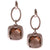 Stylish Sterling Silver With Rhodium Overlay Dangling Earrings. The Earrings Contain Oval Shaped Roped Cut Out Piece And Princess Cut Smokey Quartz Hanging With Roped Trimming Around. Matching Pendant Avail