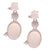 Stylish Sterling Silver With Rhodium Overlay Triple Oval Shaped Chalcedony And Cubic Zirconium Hanging Earrings. Matching Pendant Available.