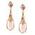 Dainty Sterling Silver With Yellow Gold Overlay Chandelier Style Earrings. The Earrings Contain Clear Cubic Zirconium Stones And Rose Quartz And Amethyst Stones. Matching Pendant Available.