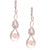 Dainty Sterling Silver With Rhodium Overlay Double Teardrop Like Shaped Dangling Earrings With Clear Cubic Zirconium Stones And 5,5-6Mm Round White  Simulated Pearl Hanging. Matching Pendant Available.