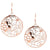 Trendy Sterling Silver With Rose Gold Overlay Flat Round Flower Shaped Cut Out Design Disc Hook Back Style Earrings. Matching Necklace Available.
